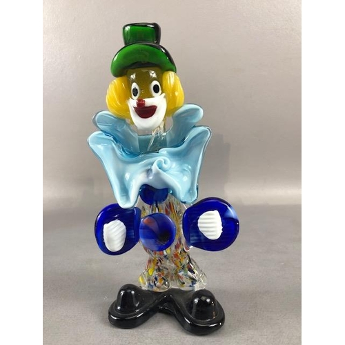 153 - Murano Glass, vintage Millefiori vase of classical form approximately 21cm high a glass clown approx... 