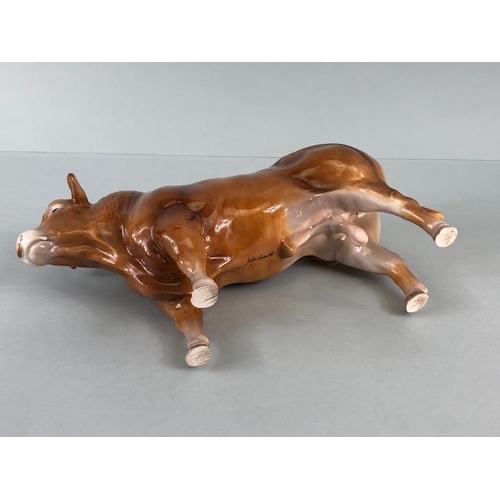 156 - Beswick China Farmyard Animals, French Limousin bull with John Beswick signature to underside and a ... 