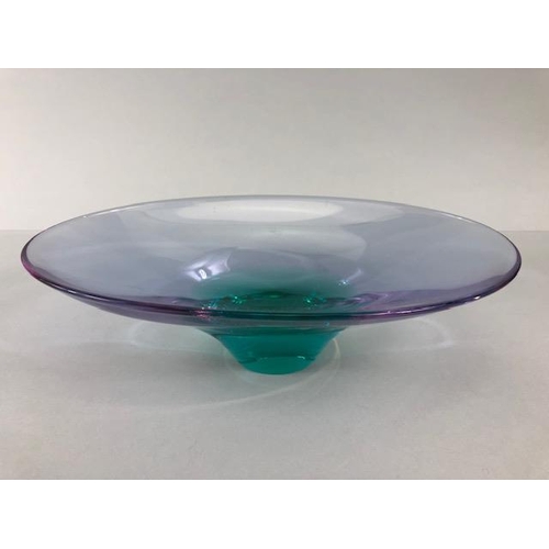 158 - Art glass , studio made multi coloured square dish with ground  pontil mark to base, approximately 1... 