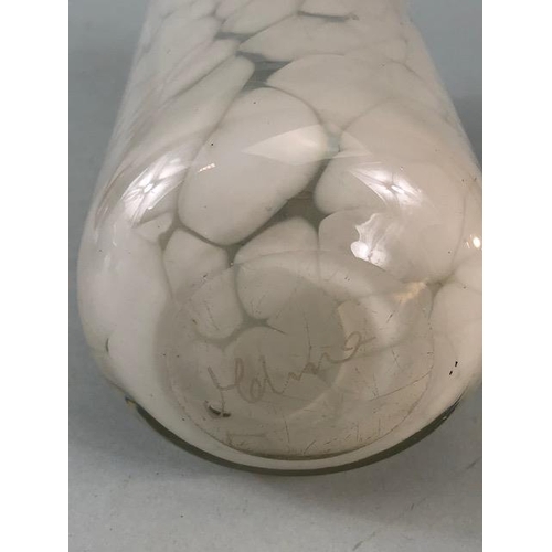 171A - Studio Art Glass, a collection of Mdina splash marble glass to include white cylinder vase, white an... 