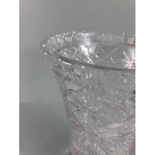 178 - Cut Glass, large cut glass bouquet vase approximately 32cm high (some chips to rim)