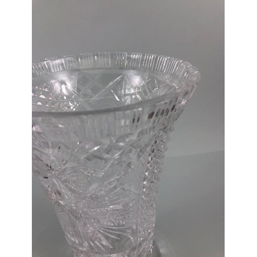 178 - Cut Glass, large cut glass bouquet vase approximately 32cm high (some chips to rim)