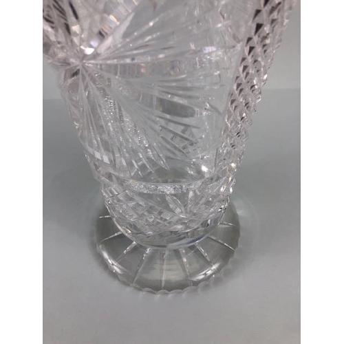 178 - Cut Glass, large cut glass bouquet vase approximately 32cm high (some chips to rim)