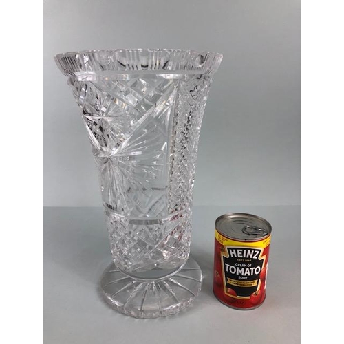 178 - Cut Glass, large cut glass bouquet vase approximately 32cm high (some chips to rim)