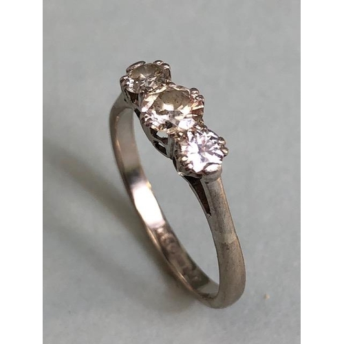 18 - 18ct White Gold three stone Diamond ring size approx 'P' total weight approx 3.3g