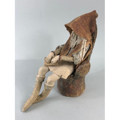 180 - Studio , Art pottery, study of a sleeping old man with long beard sat in an arm chair, possibly a El... 