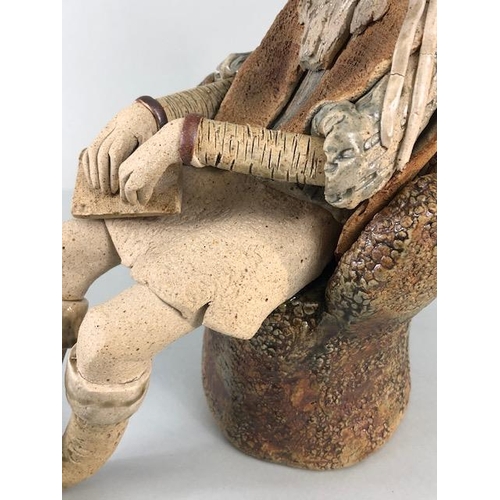 180 - Studio , Art pottery, study of a sleeping old man with long beard sat in an arm chair, possibly a El... 