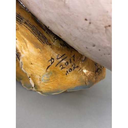 181 - Studio Art pottery, study of a seal pup on a rock signed D.C 2017 No2 to edge of base  approximately... 