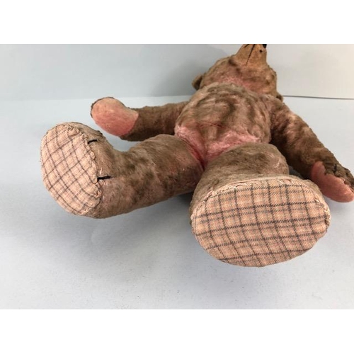 186A - Vintage teddy bear, Pre War Chad Valley style Pink plush Bear, Shaved Muzzle with stitched nose  Kap... 