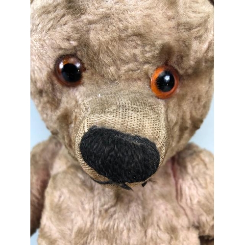 186A - Vintage teddy bear, Pre War Chad Valley style Pink plush Bear, Shaved Muzzle with stitched nose  Kap... 