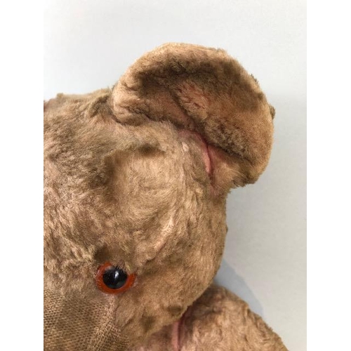 186A - Vintage teddy bear, Pre War Chad Valley style Pink plush Bear, Shaved Muzzle with stitched nose  Kap... 