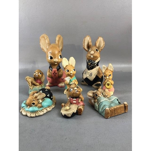 188 - Pendelfin, collection of eight  1960s/70s German Pendelfin Rabbit figures to include, Muncher, Dodge... 