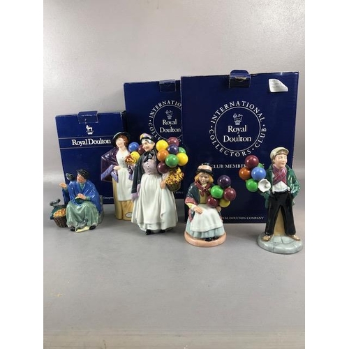 193 - Royal Doulton Figures, 2218 Balloon Girl, Biddy Penny Farthing 1843, Balloon Boy,2934, A.F, Balloon ... 