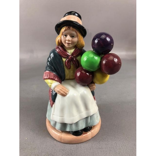 193 - Royal Doulton Figures, 2218 Balloon Girl, Biddy Penny Farthing 1843, Balloon Boy,2934, A.F, Balloon ... 