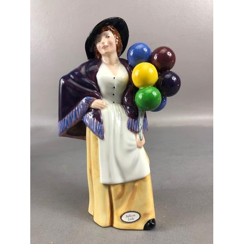 193 - Royal Doulton Figures, 2218 Balloon Girl, Biddy Penny Farthing 1843, Balloon Boy,2934, A.F, Balloon ... 