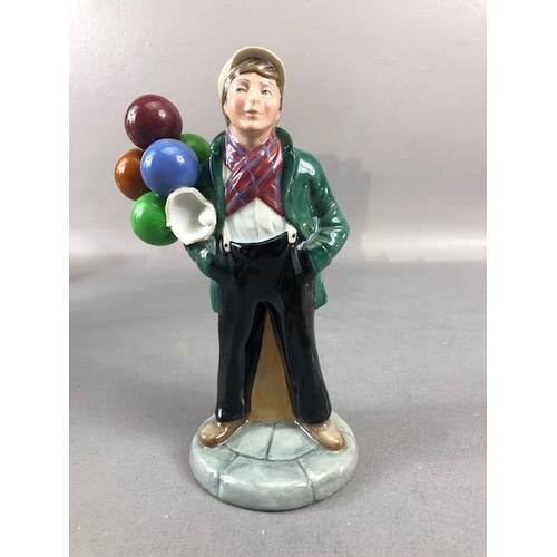 193 - Royal Doulton Figures, 2218 Balloon Girl, Biddy Penny Farthing 1843, Balloon Boy,2934, A.F, Balloon ... 