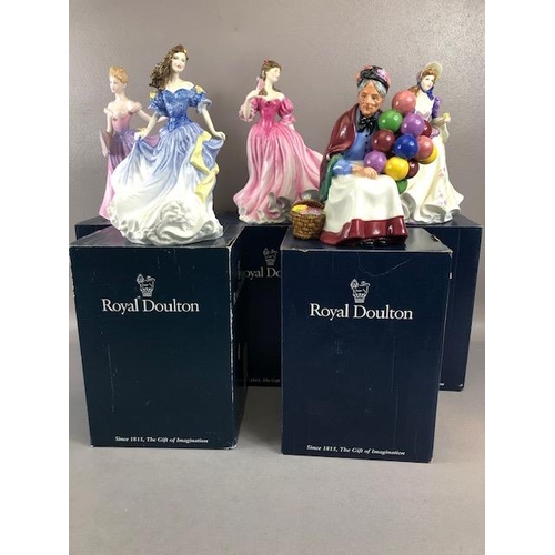 196 - Royal Doulton figures, 5 figurines with certificates and boxes, Rebecca 4041 1998, Lauren 3975 1999,... 