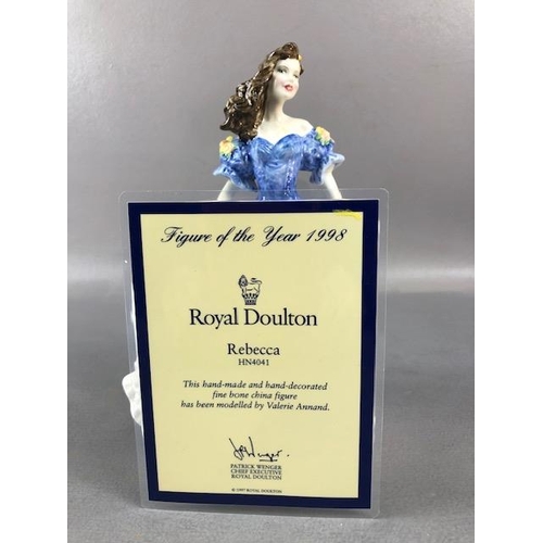 196 - Royal Doulton figures, 5 figurines with certificates and boxes, Rebecca 4041 1998, Lauren 3975 1999,... 