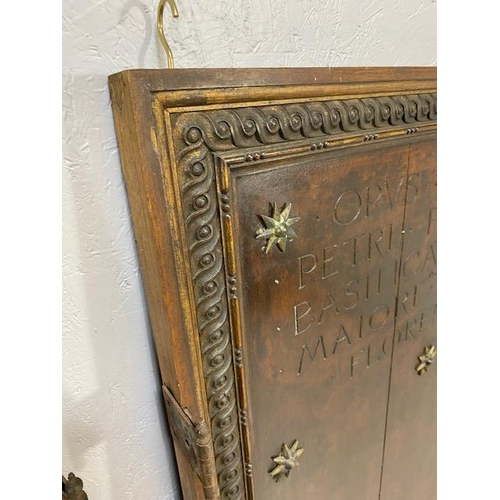 203 - Antique doors, Pair of carved and decorated wooden church doors, possibly from a Tabernacle, Europea... 