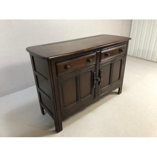 206 - 20th century furniture, Ercol dark Elm, Cambrewood design sideboard, double cupboard with drawers ab... 