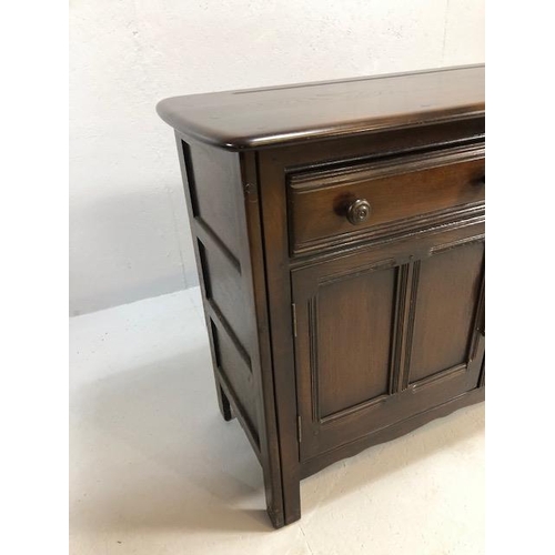 206 - 20th century furniture, Ercol dark Elm, Cambrewood design sideboard, double cupboard with drawers ab... 