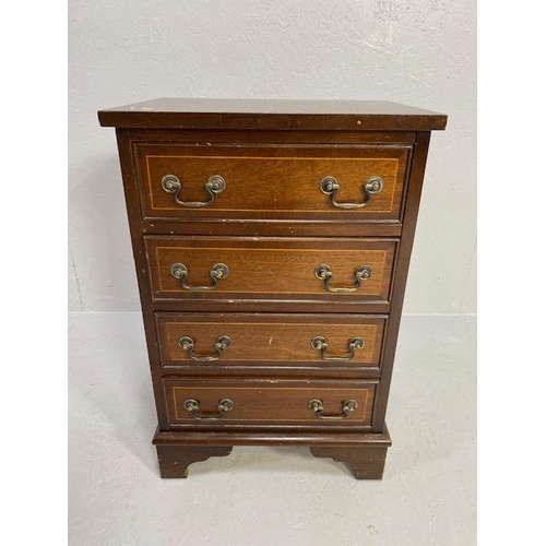 208 - Antique Furniture, Reproduction 19th century style bedside cabinet with a run of 4 drawers, banding ... 