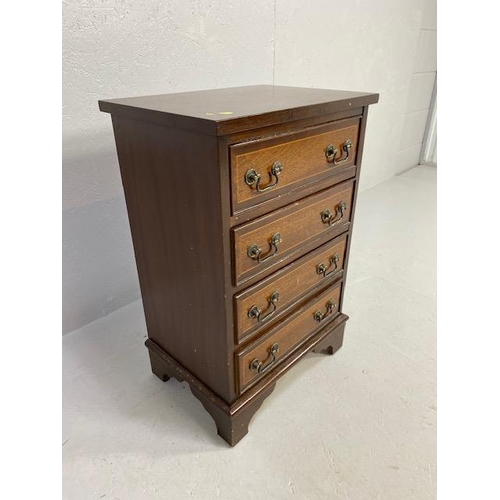 208 - Antique Furniture, Reproduction 19th century style bedside cabinet with a run of 4 drawers, banding ... 