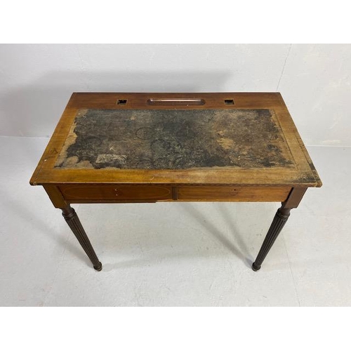 220 - Antique furniture, Early 20th century writing desk, leather inlaid top with 2 drawers under, top wit... 