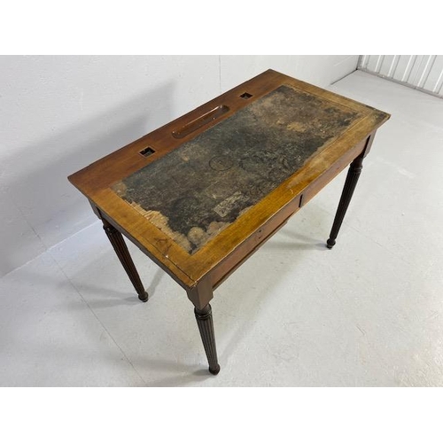 220 - Antique furniture, Early 20th century writing desk, leather inlaid top with 2 drawers under, top wit... 