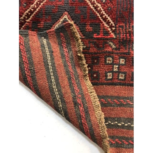 221 - Oriental carpet, Wool hand knotted Meshwani Runner, Geometric design on red background approximately... 