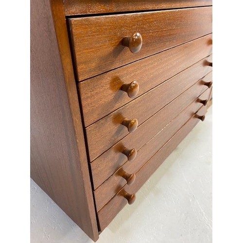 229 - Modern furniture, chest of small office architect or artist drawers, run of 6 drawers with drop down... 