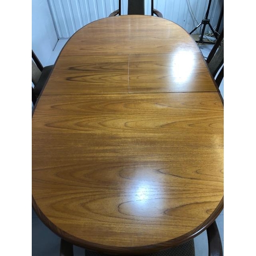 236 - Mid century Furniture, teak G plan dining table and chairs,  oval extending table with honey top wit... 