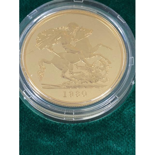 30 - Elizabeth II UK gold proof set of coins 1980, comprising £5, £2, Sovereign and half Sovereign in a R... 