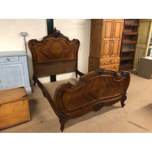 309 - Antique /vintage furniture, Continental carved wood double bed frame comprising of head board, foot ... 