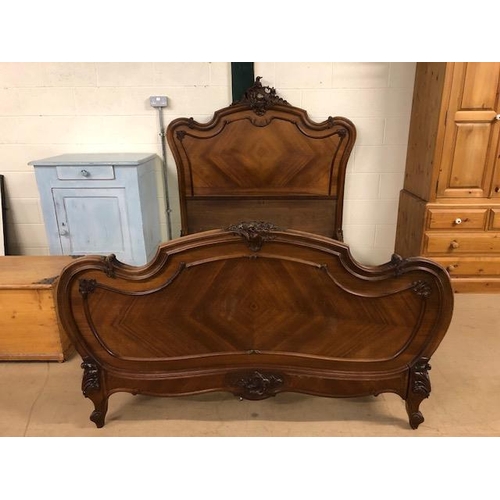 309 - Antique /vintage furniture, Continental carved wood double bed frame comprising of head board, foot ... 