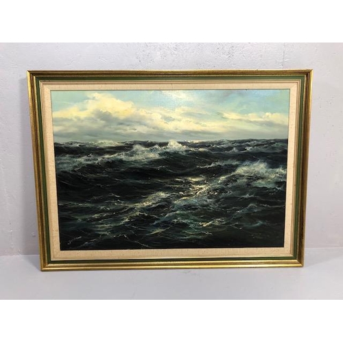 310 - ENDRE VON DERERA (Hungarian b.1903), oil on canvas of a seascape, signed lower left, approx 70cm x 1... 