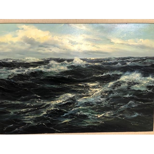 310 - ENDRE VON DERERA (Hungarian b.1903), oil on canvas of a seascape, signed lower left, approx 70cm x 1... 