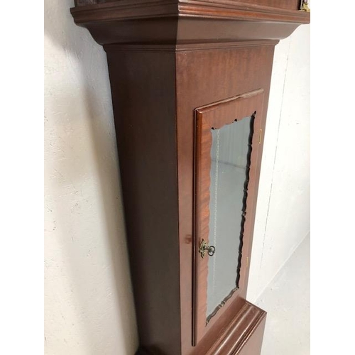 316 - Long case clock, Modern Long case or Grandfather clock, dark wood case with glazed front door showin... 