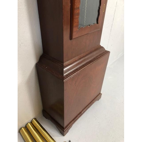 316 - Long case clock, Modern Long case or Grandfather clock, dark wood case with glazed front door showin... 