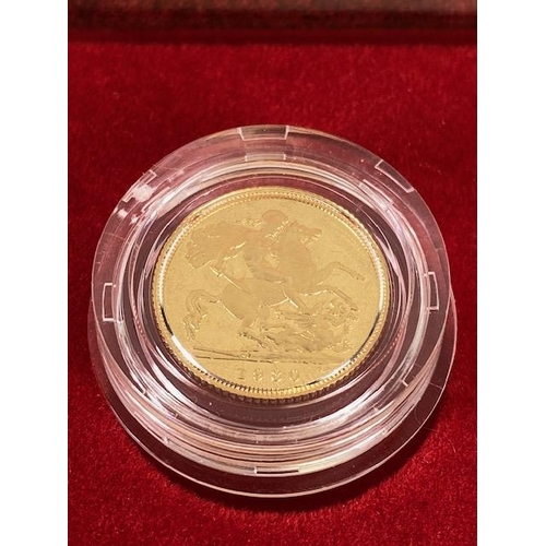 32 - 1980 UK gold proof half sovereign coin, in original box with certificate and original shipping cardb... 