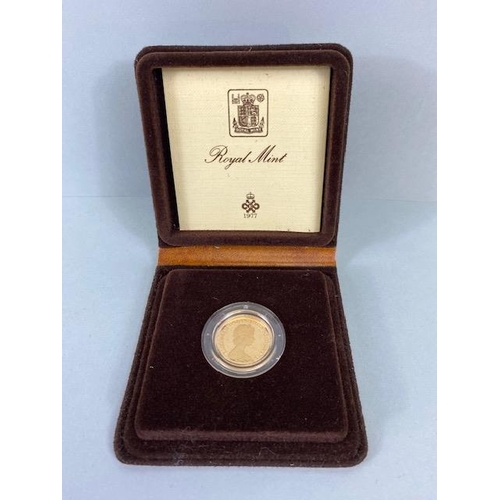 35 - 1981 UK gold proof sovereign coin, in original box with certificate and original shipping cardboard ... 