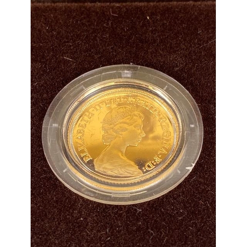 35 - 1981 UK gold proof sovereign coin, in original box with certificate and original shipping cardboard ... 