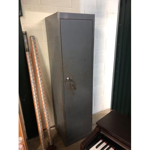 379 - Industrial furniture, metal grey painted tall locker with 4 internal adjustable shelves approximatel... 