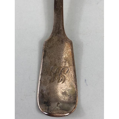 38 - Hallmarked silver items to include napkin ring, fork and interesting shaped spoon total weight appro... 