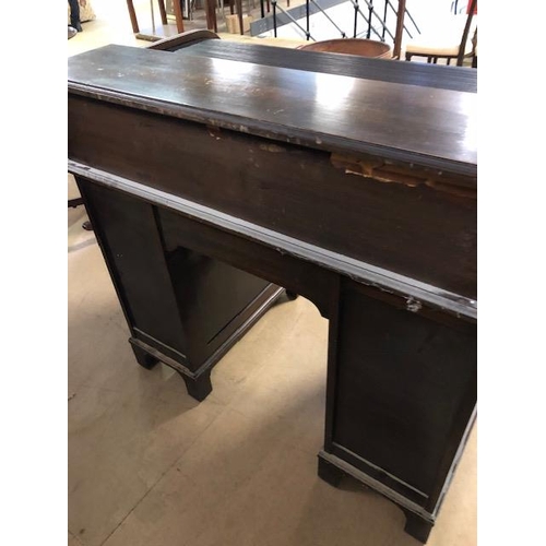 382 - Vintage furniture, 20th Century roll top knee hole desk with run of 4 drawers each side and central ... 