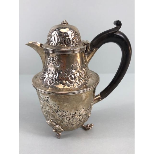 40 - Antique English Hallmarked Silver Birmingham 1887 (date letter upside down) Chocolate pot, repose de... 