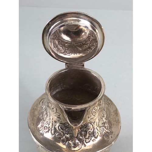 40 - Antique English Hallmarked Silver Birmingham 1887 (date letter upside down) Chocolate pot, repose de... 