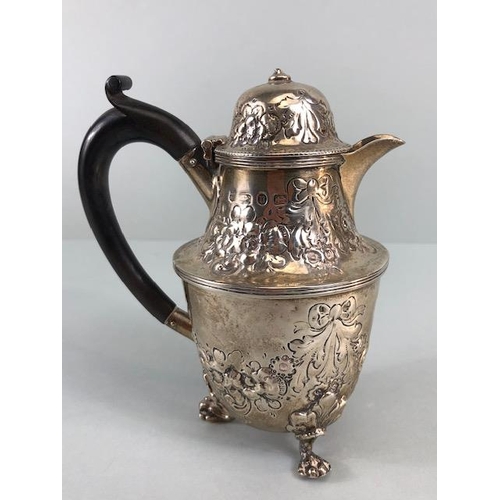 40 - Antique English Hallmarked Silver Birmingham 1887 (date letter upside down) Chocolate pot, repose de... 