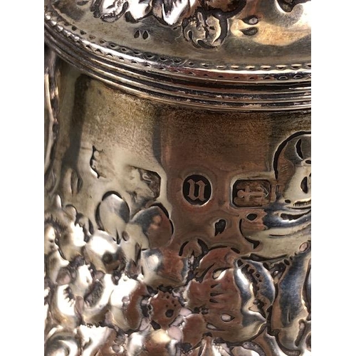 40 - Antique English Hallmarked Silver Birmingham 1887 (date letter upside down) Chocolate pot, repose de... 