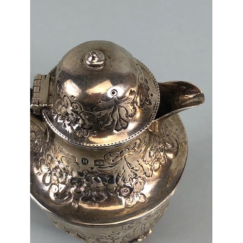 40 - Antique English Hallmarked Silver Birmingham 1887 (date letter upside down) Chocolate pot, repose de... 